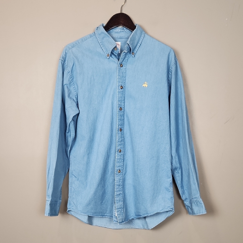 Brooks Brothers Denim Original Polo Buttondown Shirt Embroidered Logo Size M